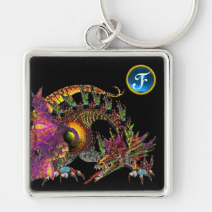 Porte-clés DRAGO, Sapphire Bleu Gem Monogramme