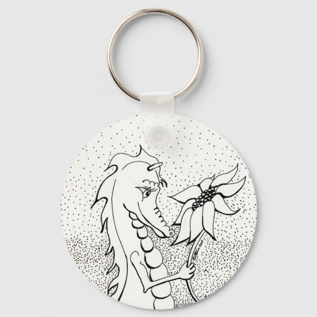 Porte-clés Dragon avec tournesol (Recto)