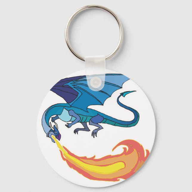 Porte-clés dragon bleu souffle (Recto)