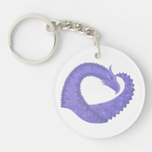 Porte-clés dragon coeur pervenche sur fond blanc
