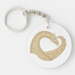 Porte-clés Dragon de coeur de grès sur blanc