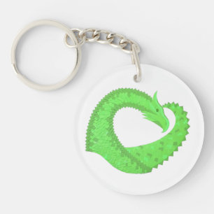 Porte-clés Dragon de coeur vert citron blanc