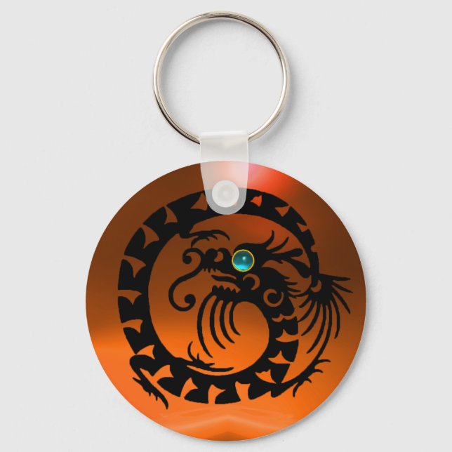 Porte-clés DRAGON DE NAGE, noir, agneau bleu, jaune orange (Recto)