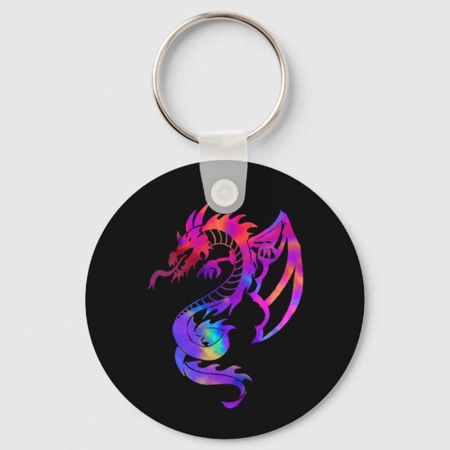 Porte-clés Dragon de tatouage tribal arc-en-ciel (Recto)