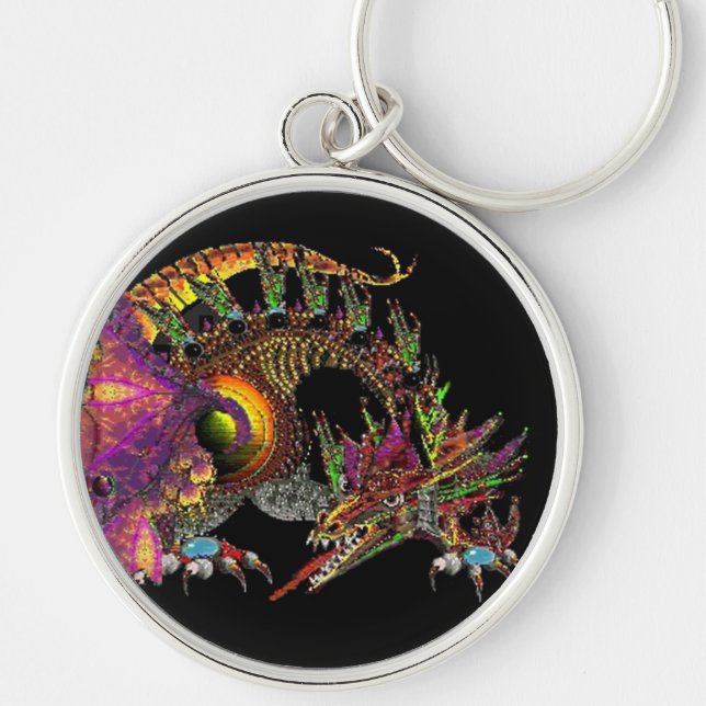 Porte-clés Dragon d'or Imaginaire DRAGO en noir (Devant)