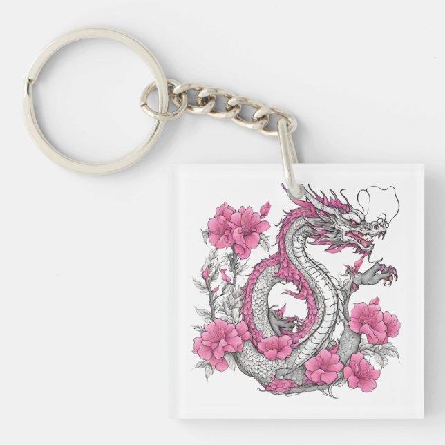 Porte-clés Dragon Fleur (Devant)