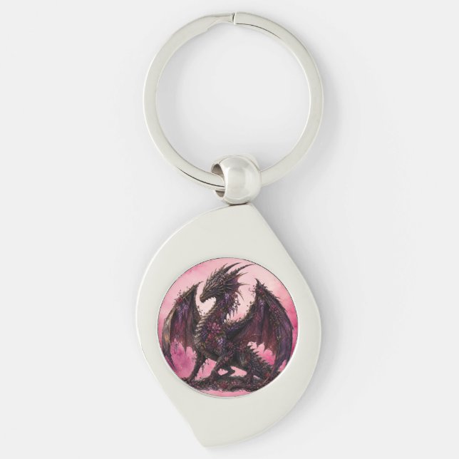 Porte-clés Dragon Fleur | Dragon Fantastique Botanique (Devant)