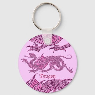 Porte-clés Dragon héraldique (rose) - Porte - clé