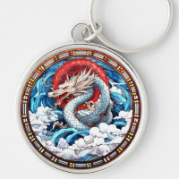 Dragon mythique asiatique en rouge et bleu