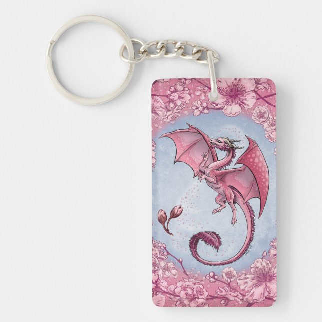 Porte-clés Dragon rose du printemps Nature Imaginaire Art (Devant)