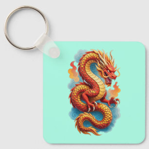 Porte-clés Dragon Rouge Chinois Illustration Fougueuse-67561