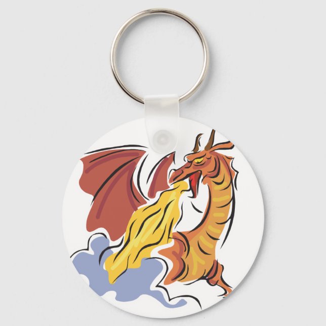 Porte-clés dragon rouge cracheur de feu (Recto)