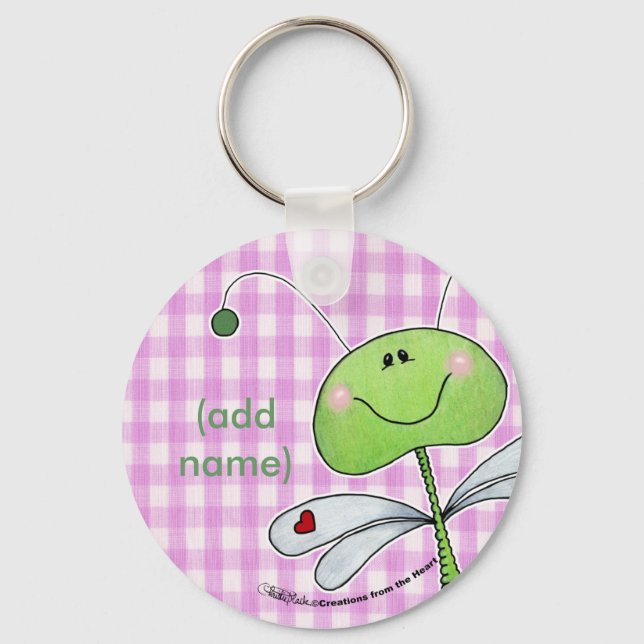 Porte-clés Dragon volée sur En vichy rose (Recto)