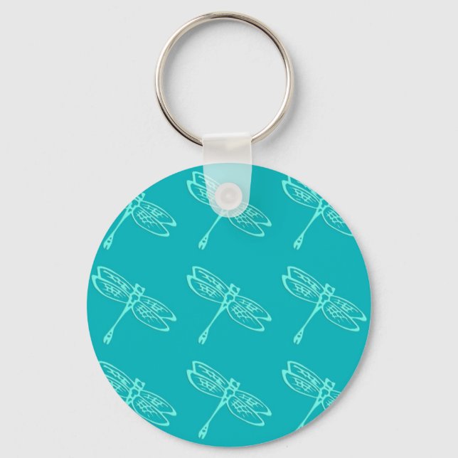 Porte-clés Dragonflies, aqua pâle sur turquoise (Recto)