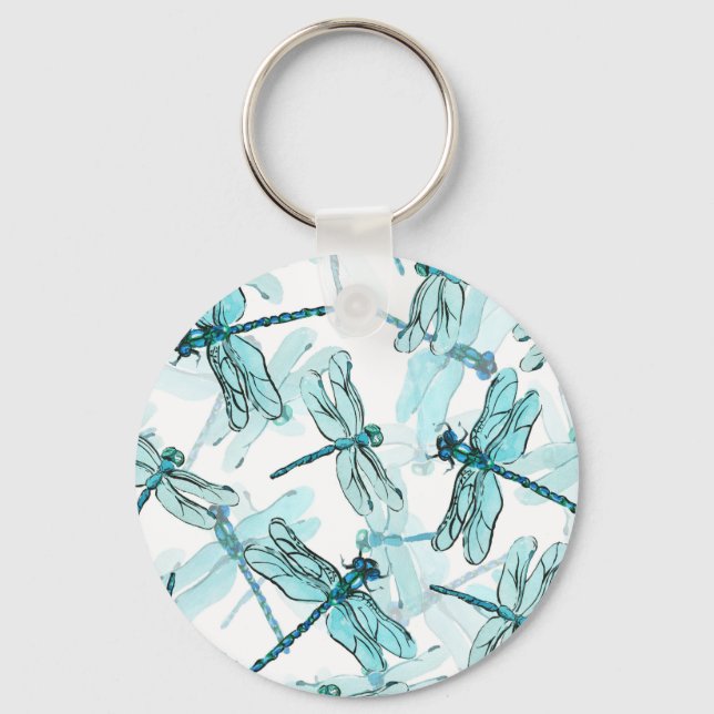 Porte-clés Dragonflies élégantes : Aquarelle (Recto)