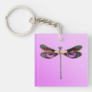 Porte-clés Dragonfly - argent, or, violet et noir