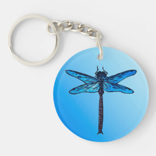 Porte-clés Dragonfly japonaise vintage, bleu saphir
