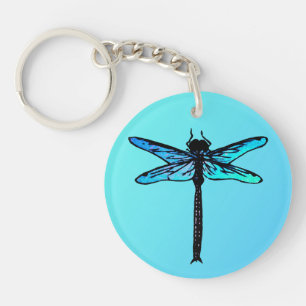 Porte-clés Dragonfly japonaise vintage, bleu turquoise