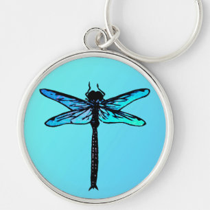 Porte-clés Dragonfly japonaise vintage, bleu turquoise