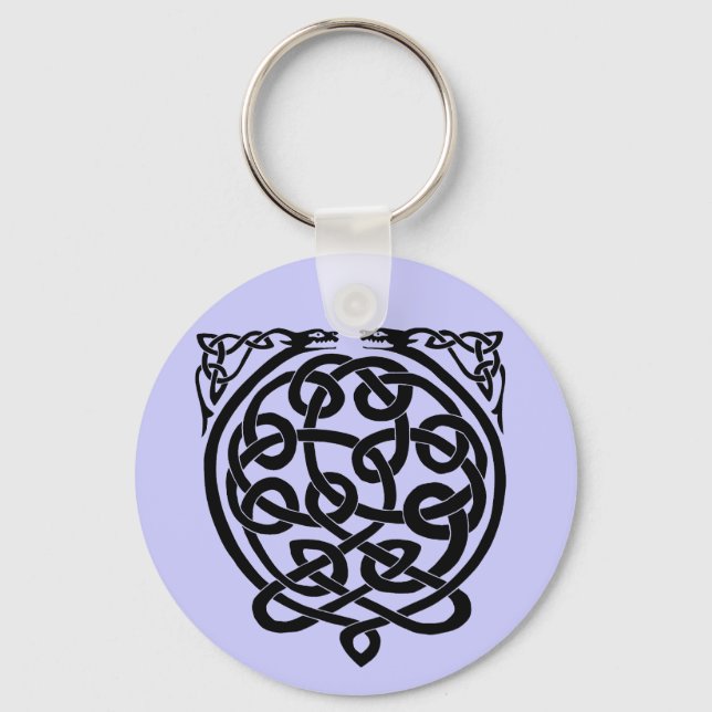 Porte-clés Dragons à noeuds celtiques - noir et blanc (Recto)