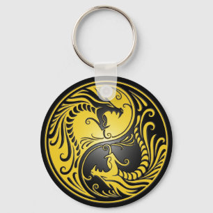 Porte-clés Dragons, jaune et noir de Yin Yang