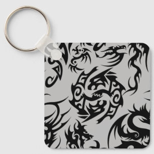 Porte-clés Dragons noirs motif contour.b Gray BG