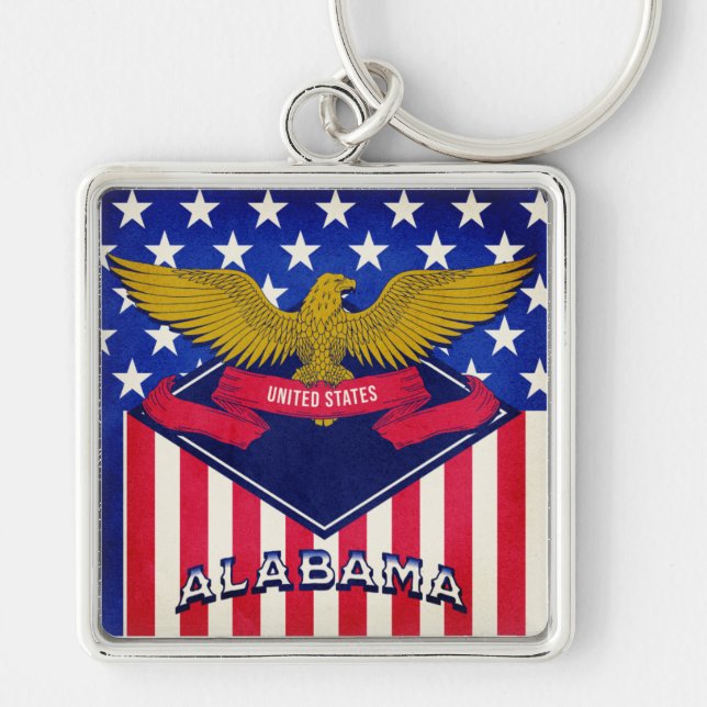 Porte-clés Drapeau Alabama USA (Devant)
