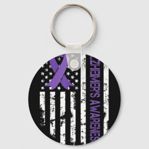 Porte-clés Drapeau Alzheimer pour hommes USA de sensibilisati