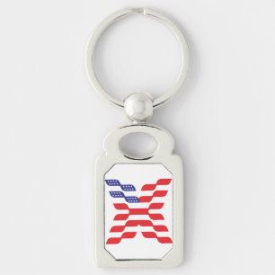 Porte-clés Drapeau américain abstrait lettre X