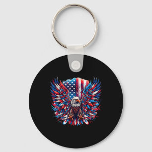 Porte-clés Drapeau Américain Aigle Bald Patriote Aigle 4 Juil