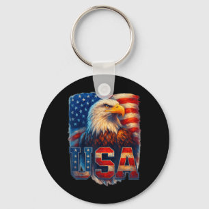 Porte-clés Drapeau Américain Aigle chauve 4 juillet États-Uni