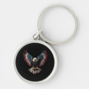 Porte-clés Drapeau Américain Aigle Chauve 4 Juillet USA Patri