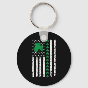 Porte-clés Drapeau américain avec trèfles pour la st patrick