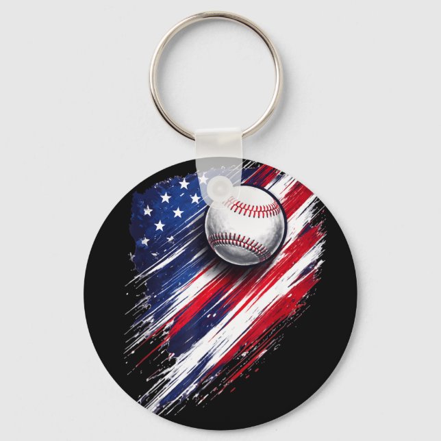Porte-clés Drapeau américain baseball garçons filles hommes f (Recto)
