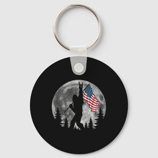 Porte-clés Drapeau Américain Bigfoot Sasquatch Patriotique 4è (Recto)
