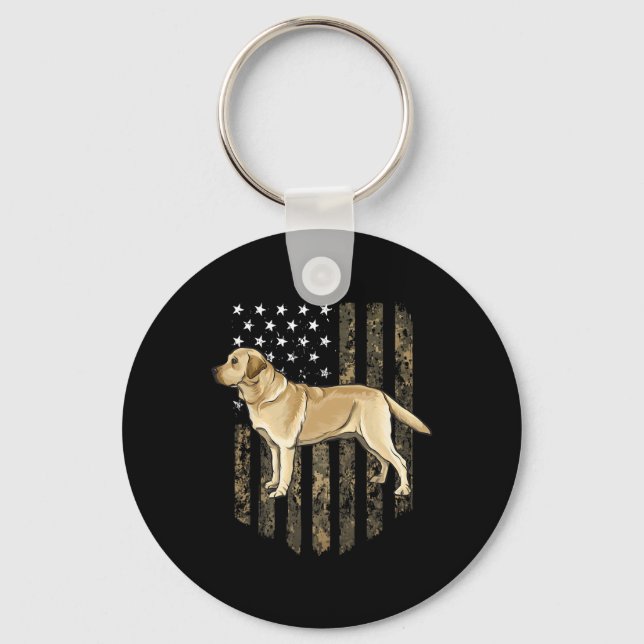 Porte-clés Drapeau américain camouflage Labrador Retriever ja (Recto)