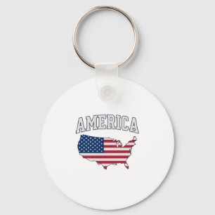 Porte-clés Drapeau américain Carte Patriotique Vintage Graphi