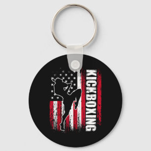 Porte-clés Drapeau américain Combattant de kickboxing Kickbox