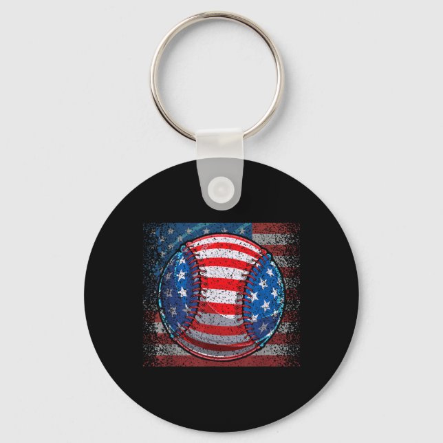 Porte-clés Drapeau américain de baseball 4 juillet Indépendan (Recto)