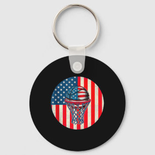Porte-clés Drapeau américain de basket-ball 4 juillet États-U