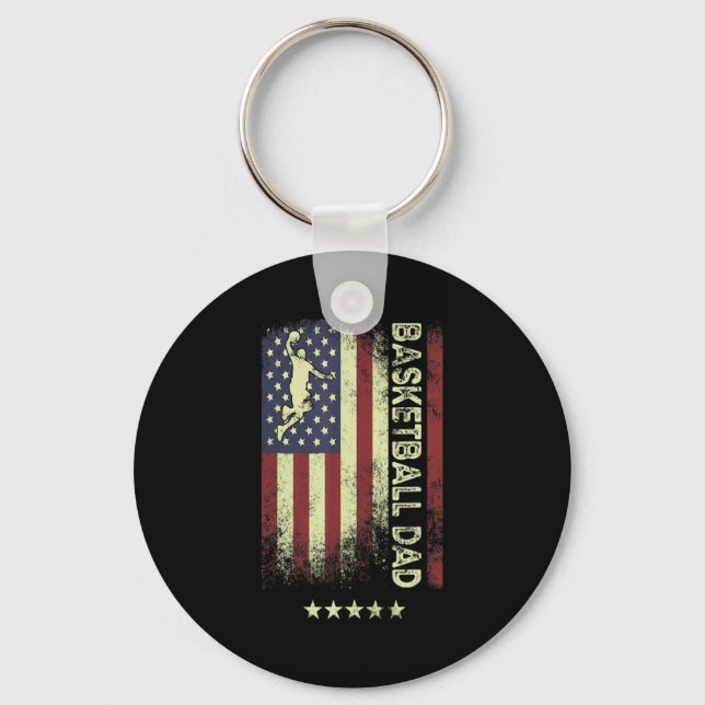 Porte-clés Drapeau américain de basket-ball papa 1  (Recto)