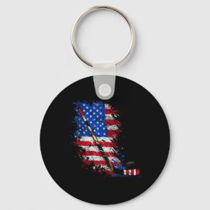 Porte-clés Drapeau américain de hockey 4 juillet