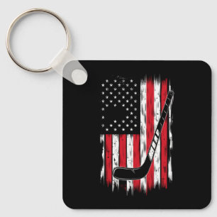 Porte-clés Drapeau américain de hockey Sports Rétro Vintage