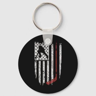 Porte-clés Drapeau américain de hockey Tee de hockey