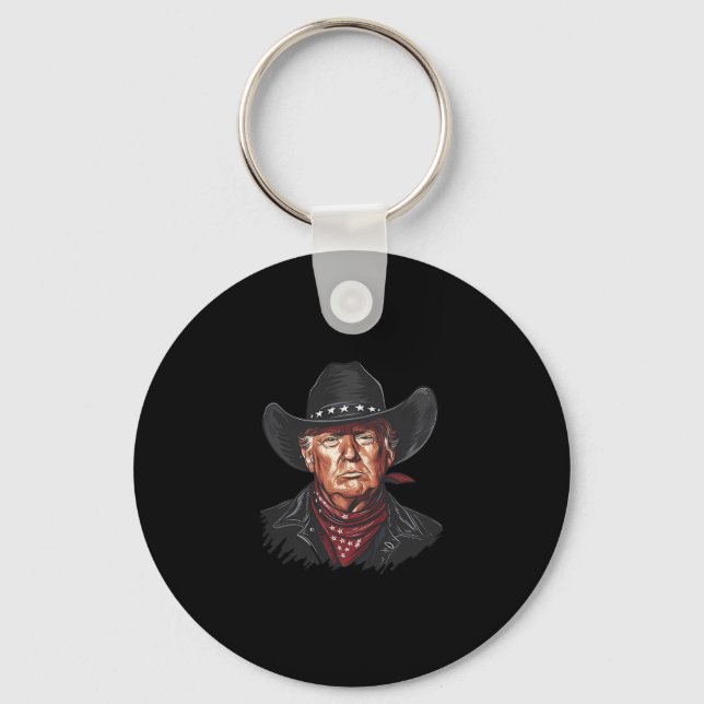 Porte-clés Drapeau américain de l'élection de cow-boy occiden (Recto)