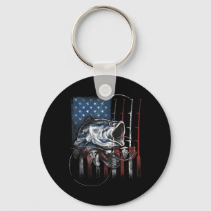 Porte-clés Drapeau américain de pêche vintage Usa B Cadeau de