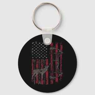 Porte-clés Drapeau américain Deer Bow Chasse Patriotique Dist
