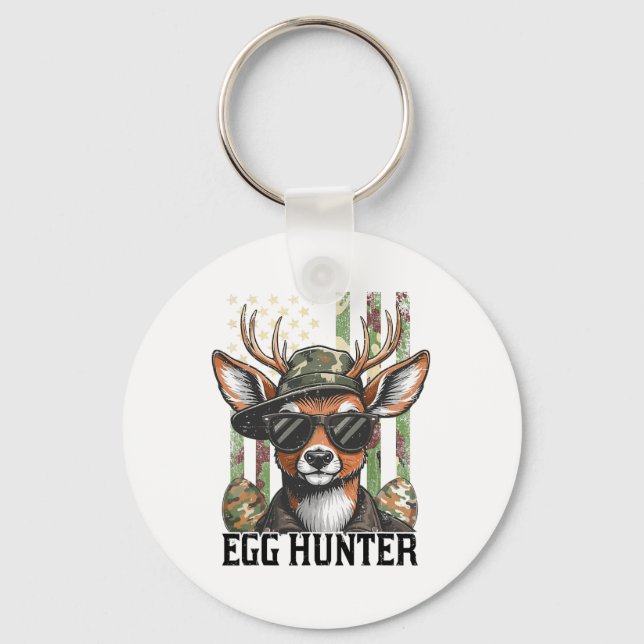 Porte-clés Drapeau Américain Deer Et Camo Casquette Chasseur  (Recto)