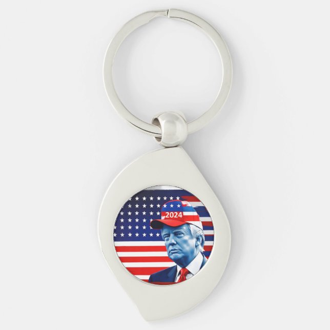Porte-clés Drapeau américain Donald Trump 2024 (Devant)