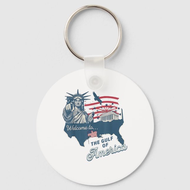 Porte-clés Drapeau Américain Drôle Du Golfe Des États-Unis (Recto)